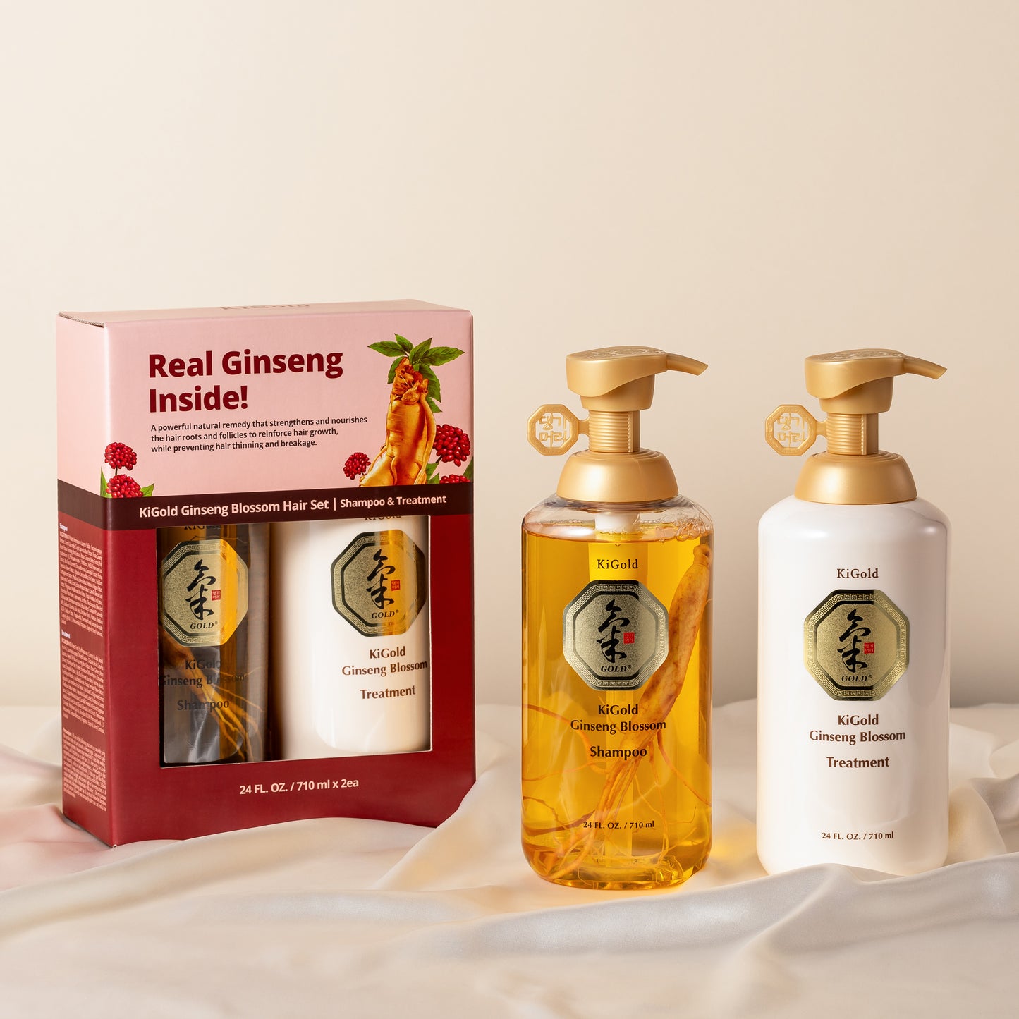 KiGold Ginseng Blossom Shampoo & Treatment Hair Set