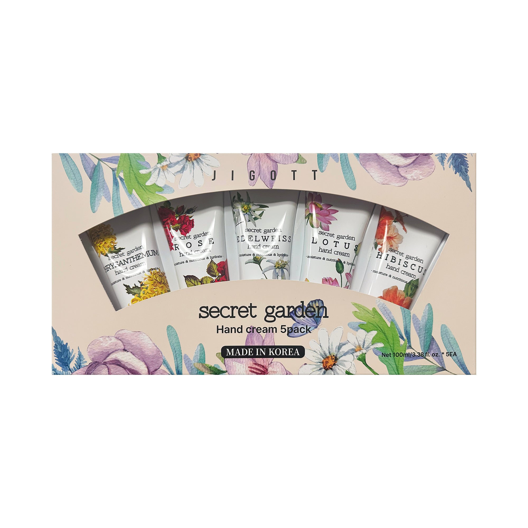 Secret Garden Hand Cream Set of 5 Floral Scents (100 ml x 5
