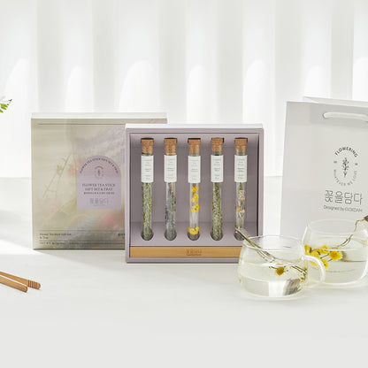 Flower Teastick & Wood Tray Gift Set