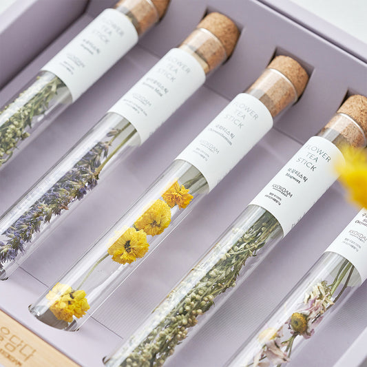 Flower Teastick & Wood Tray Gift Set