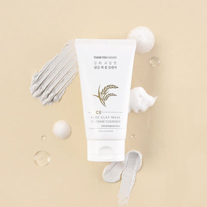 Rice Pure Clay Mask to Foam Cleanser (150ml)